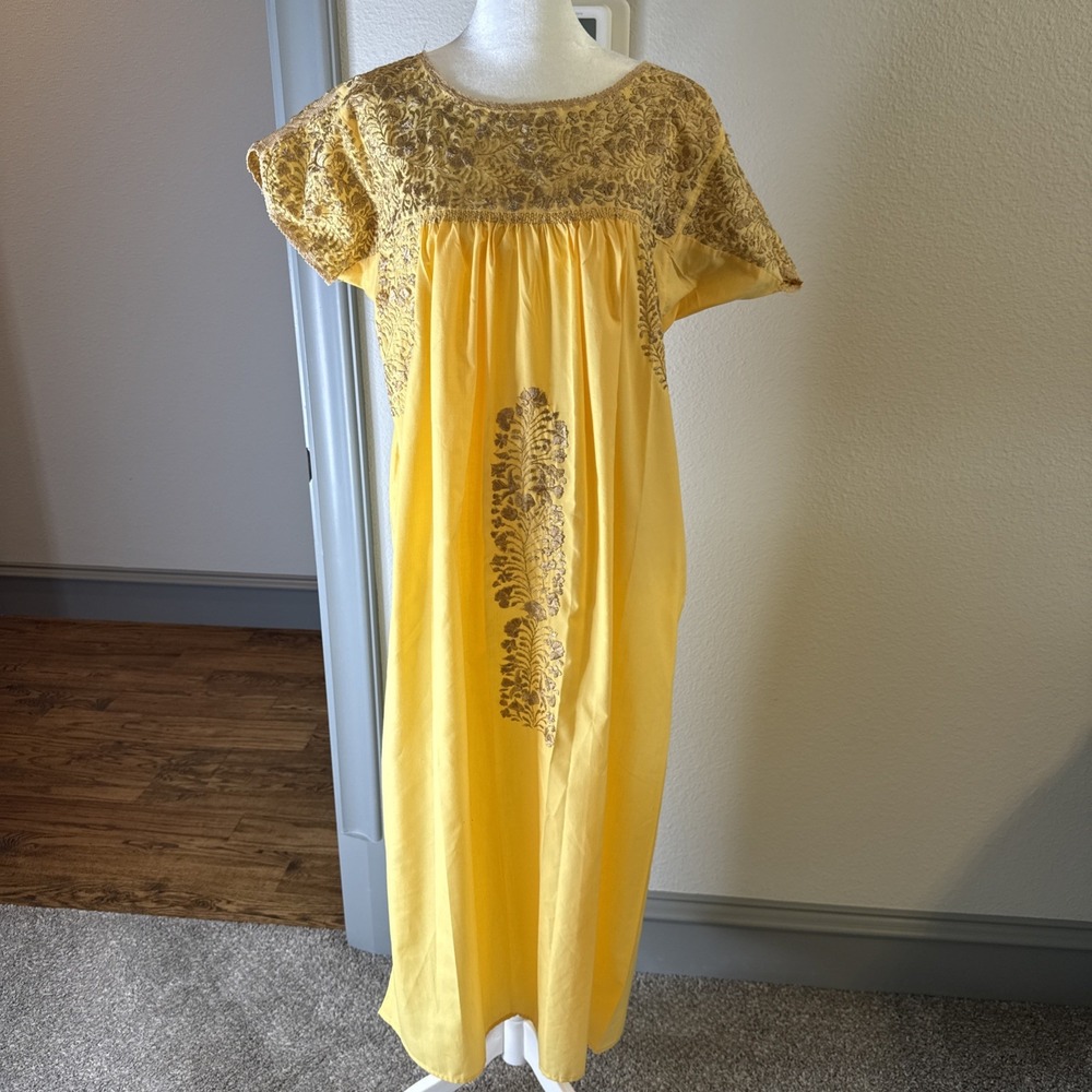 San Antonio Oaxaca Mexican Dress Handmade Embroidered Silk Threads